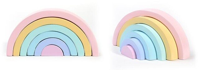 Wooden Toy Rainbow Blocks Montessori